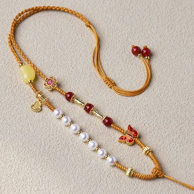 高端如意平安锁包编绳项链绳多宝串珠双耳型锁挂件绳吊坠绳女百搭