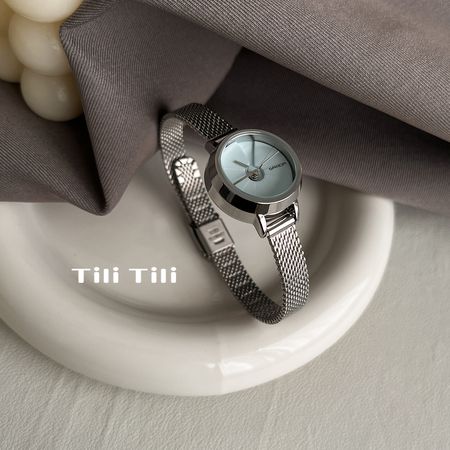 TILIW9简约气质小表盘手表女轻奢高级感时尚金属网带石英表