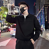 Y342/特P68控98秋季痞帅小伙半高领假两件翻领轻奢长袖卫衣男黑首，男装卫衣，星座305B