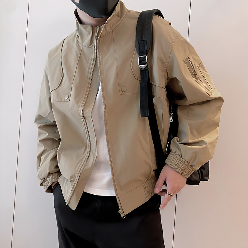JK321/P108控148秋季小伙解构设计派克服夹克工装外套男卡其首1,男装夹克,星座305B