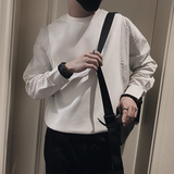 Y118/P58控78秋季痞帅小伙重工艺拼接设计感打底衫梭织卫衣男黑首，男装T恤，星座305B