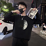 Y338/P58控78秋季痞帅小伙潮牌烫钻印花设计感男士卫衣长袖黑首1，男装卫衣，星座305B