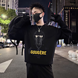 Y339/P58控78秋季痞帅小伙潮牌烫钻印花镭射男士时尚卫衣长袖黑首，男装卫衣，星座305B