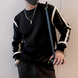W15/特P58控78秋季社会精神小伙痞帅简约织带打底长袖卫衣男黑首1，男装T恤，星座305B