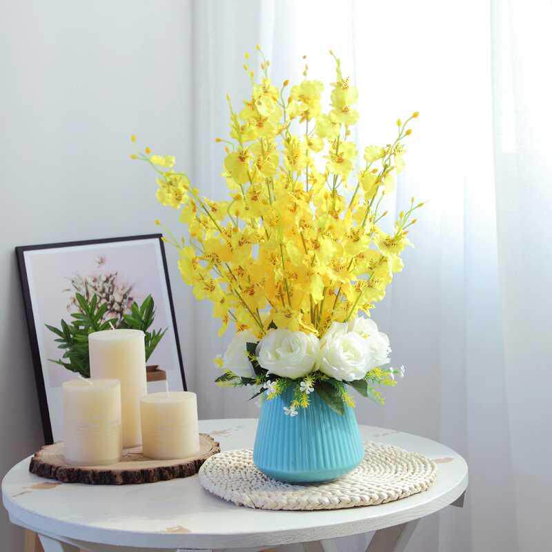 北欧跳舞兰仿真花落地假花客厅室内装饰花艺餐桌摆件干花花束