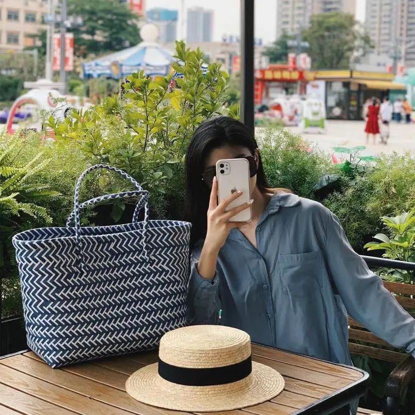 Large Capacity Beach Shopping Bags Woven Shoulder Bag Women