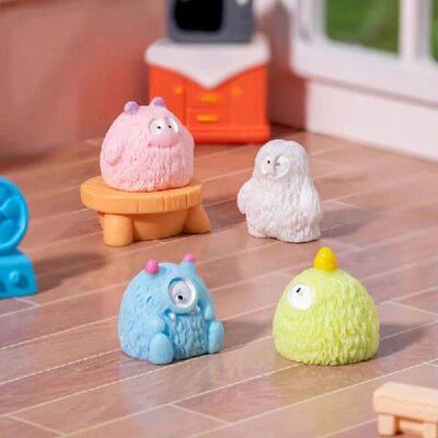10Pcs Creative Cute Plush Monster Miniatures Figures
