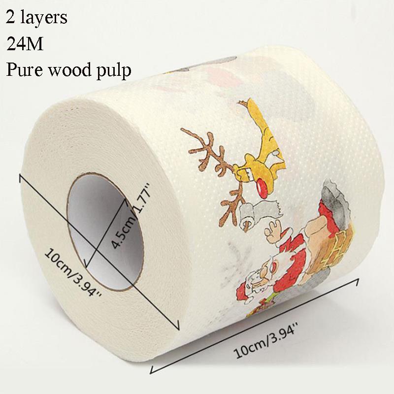 Christmas Toilet Paper Festival Theme Printed Wood Pulp Toil
