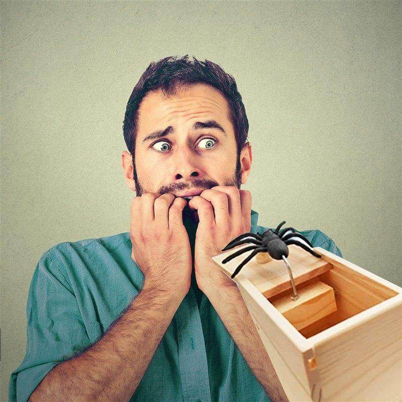 Halloween Rubber Spider Prank Wooden Box Toys for Kids False