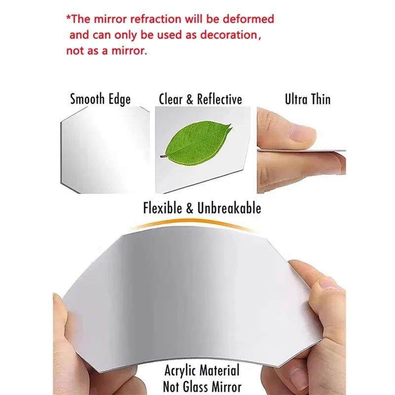 45pcs Mirror Wall Sticker, Hexagon Wall Art Sticker, DIY Hou