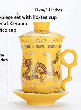 Blue and White Porcelain Tea Cup Infuser 4-Piece Set with