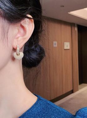 Popular Style Sweet Pearl Love Heart Dangle Earrings For Wom