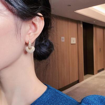 Popular Style Sweet Pearl Love Heart Dangle Earrings For Wom