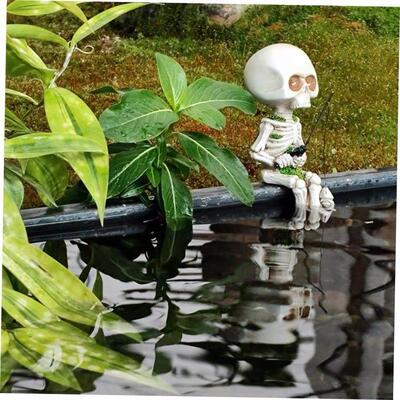 Skeleton fishing ornaments Halloween decorative flowerpot