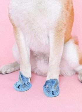 4 Pcs Dog Shoes Summer Mesh Flexible Sole Hot Pavement
