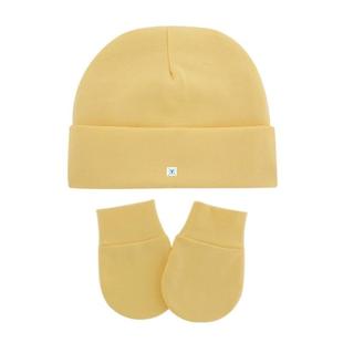 Anti Scratching Cotton Unisex Hat Infants Gloves Set Baby