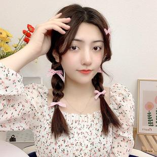 Pair Clip Lolita Bow Soft Ponytail Hairpin Double Plaid Cute