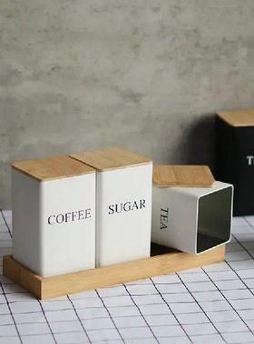 Set of 3 Tea Coffee Sugar Canisters,Kitchen Metal Storage