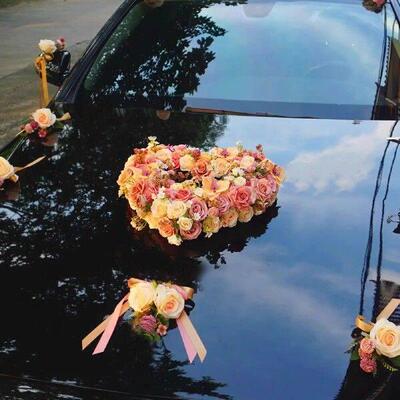 2 Pcs Heart Shaped Wedding Car Decor Flower Mud Tray Floral