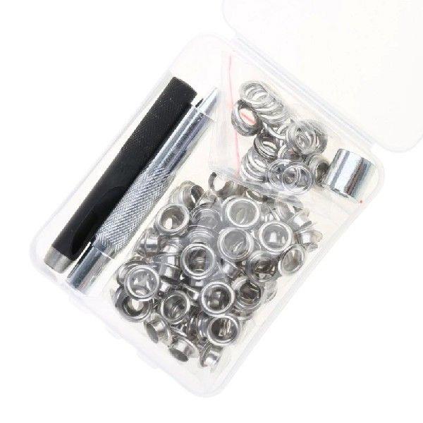 100Pieces 6mm/8mm/10mm Grommet Eyelets Assortment Kits with