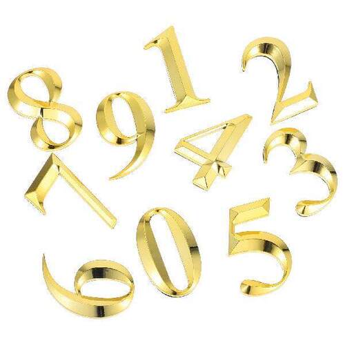 10 Pcs Door Number Plating Golden Plastic 7cm Self Adhesive