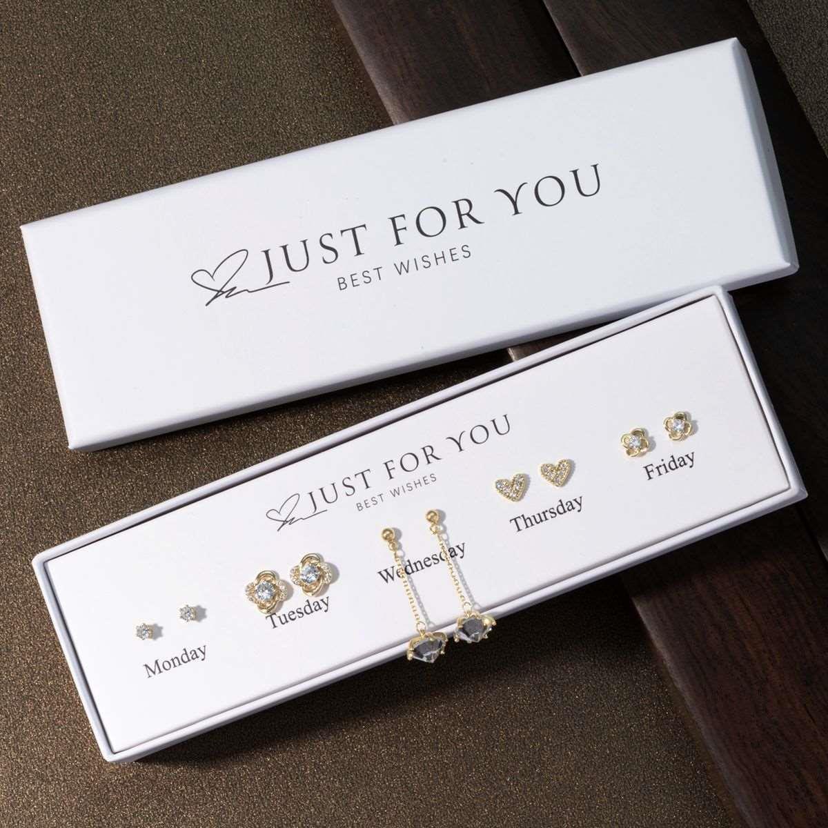 S925 silver needle, 10 pieces, one week gift set, earrings,