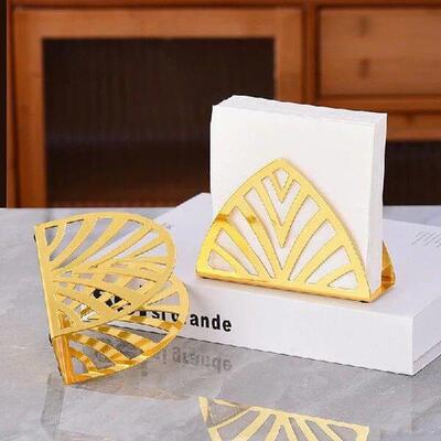 Metal Iron Gold Hollow Triangle Napkin Storage Box
