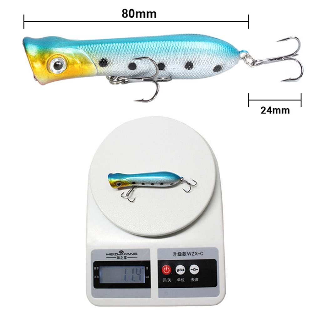 1Pcs Popper Fishing Lure Wobblers 3D Eyes 8cm 11.4g Topwater