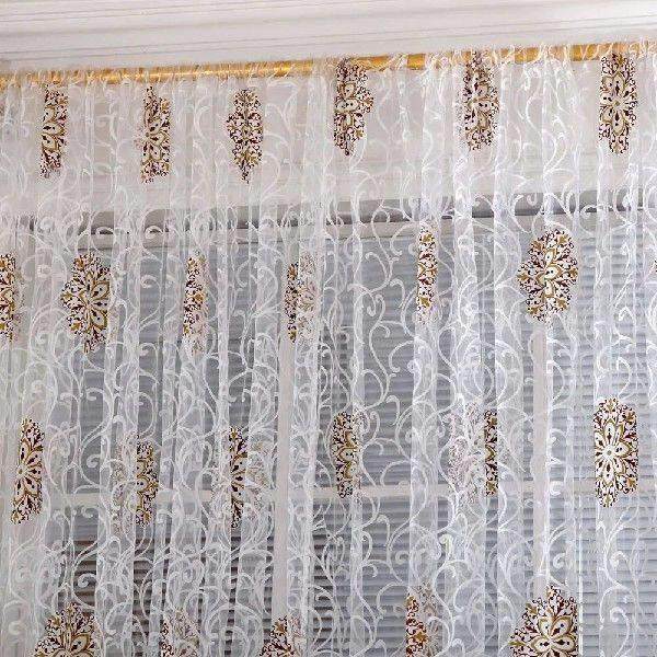 Embroidered Sheer Curtains For Bedroom White Tulle Window