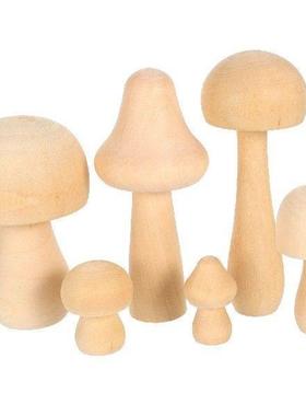 6 Pcs Handcrafted White Mushroom Decor Set Unfinished Craft