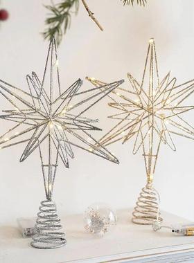 Christmas Tree Toppers Star With LED String Lights Ornaments