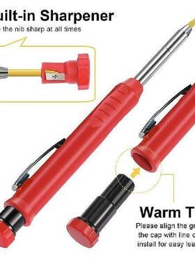 Solid Carpenter Pencil With Refill Lead And Built-in