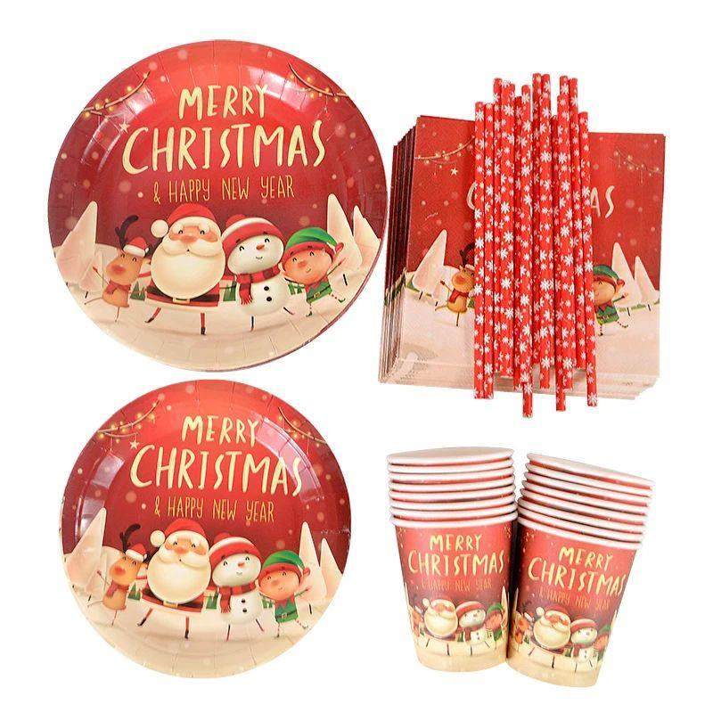 Merry Christmas Disposable Tableware Santa Claus Paper Plate