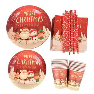 Tableware Disposable Santa Claus Plate Merry Paper Christmas