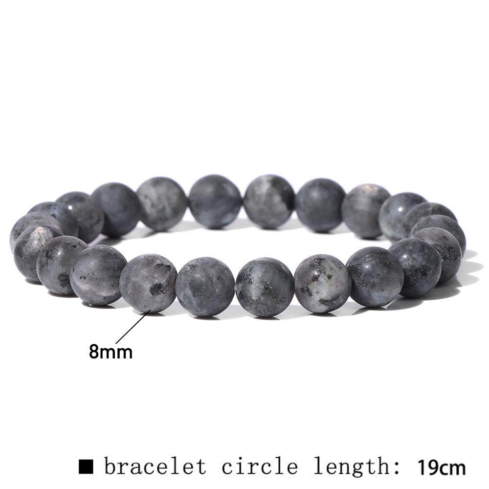 8mm Black White Natural Stone Bracelet Handmade Matte Opal