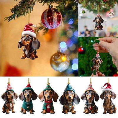 Cartoon Cute Dog Christmas Ornaments Fun Dachshund Dog Hangi