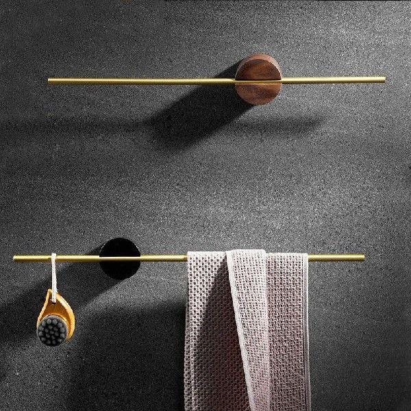 Balcony Walnut Metal Wall-mounted Clothes Rack Coat Rack