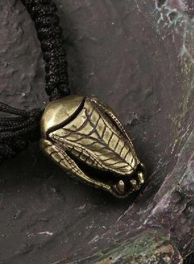 Vintage Handmade Copper Snake Head Keychains Pendant Retro