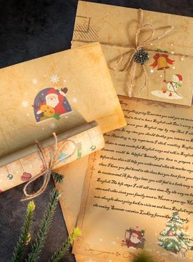 6pcs Vintage Christmas Kraft Letter Paper Santa Claus Snowma