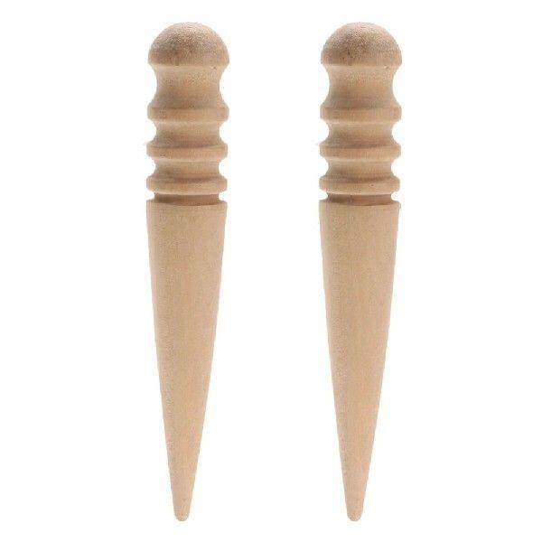 2pcs Leather Edge Slicker Round Wooden Smooth Grooves