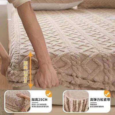 Warm Flannel Fitted Sheet Bedsheet Bed Matss Cover single