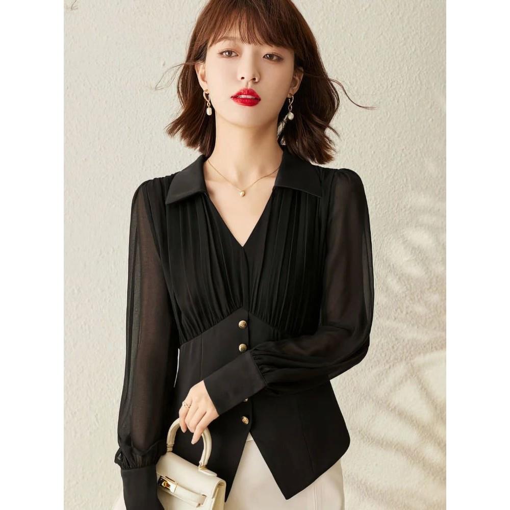 Chiffon Elegant Blouse Women Youth Casual Lady Plain Shirt
