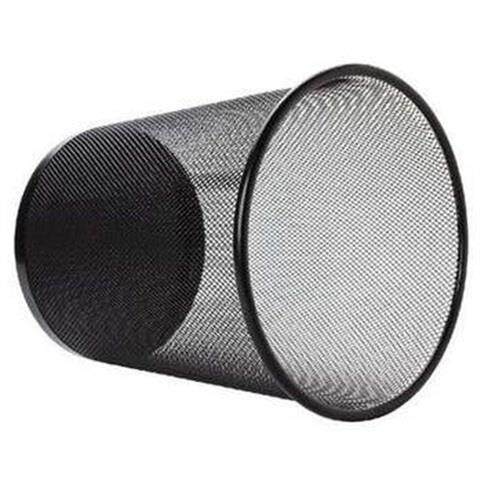black simple trash can metal net surface waste basket withou