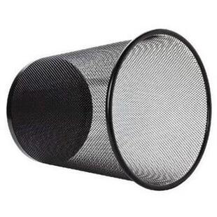 black simple trash can metal net surface waste basket withou
