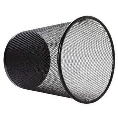 black simple trash can metal net surface waste basket withou