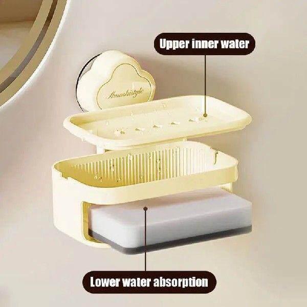 Shower Soap Holder Suction Cup Double Layer Suction Soap