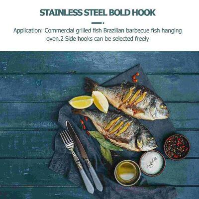 4 Pcs Stainless Steel Double Row Hooks Thick Meat Hanging