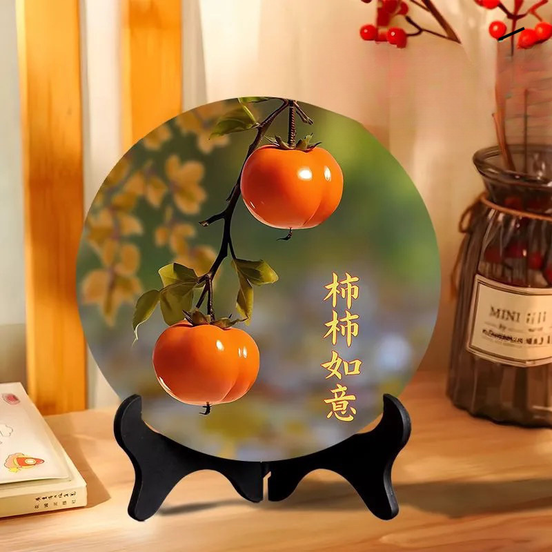 柿柿如意摆件装饰画相框餐厅办公室桌面潮25新款饰品家用乔迁礼物