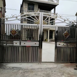 农村庭院大门双开不锈钢院门对开大门围墙大门院子门家用庭院门双