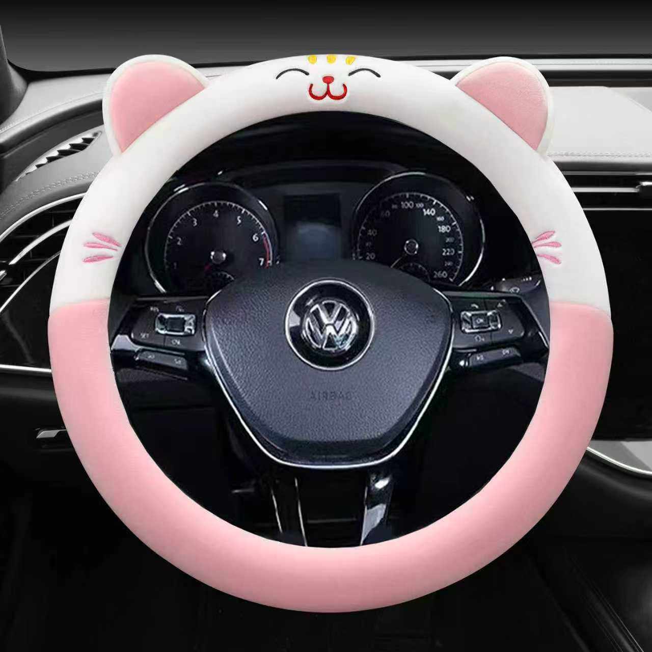 大众速腾迈腾POLO高尔夫7/8探影途观I宝来朗逸方向盘套冬季毛绒女